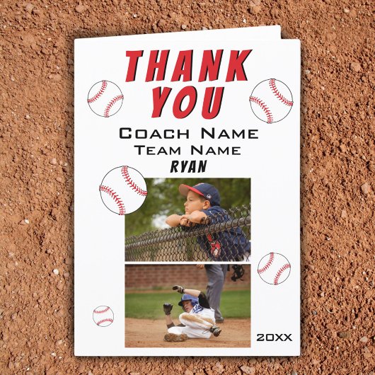 Baseball Vielen Dank Coach 2 Fotokarte Dankeskarte