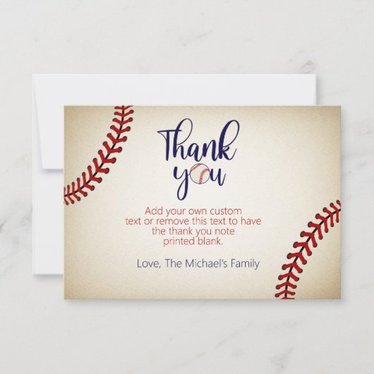 Baseball Vielen Dank Karten (Vorderseite)