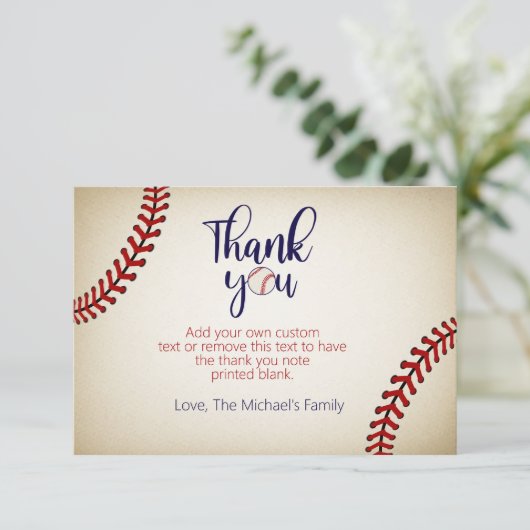 Baseball Vielen Dank Karten (Stehend Vorderseite)