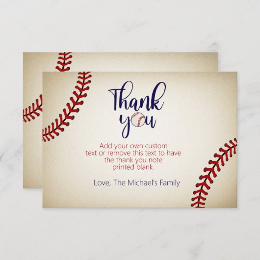 Baseball Vielen Dank Karten (Vorne/Hinten)