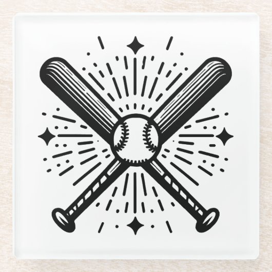 Baseball Vintag Glasuntersetzer (Vorderseite)
