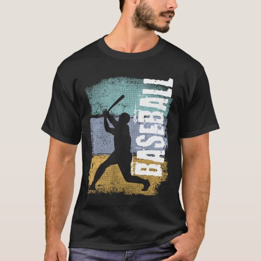 Baseball-Vintag Retro-Baseball-Player T-Shirt (Vorderseite)