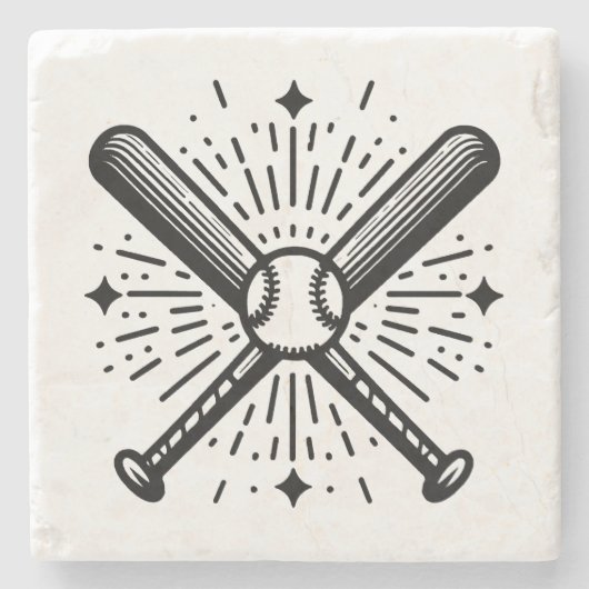Baseball Vintag Steinuntersetzer (Vorderseite)