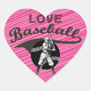Baseball: Vintage-Herz-Aufkleber Herz-Aufkleber