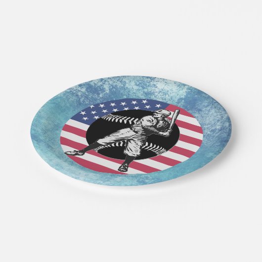 Baseball: Vintage Papierplatte Pappteller (Schrägansicht)