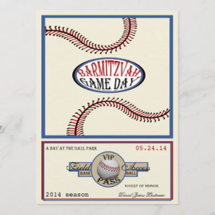 Baseball Vintage Retro 5,5 x 7,5 Bar Mizwa Einladung