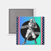 Baseball: Vintages Magnet (Vorderseite/Rückseite)