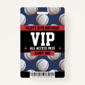 Baseball VIP Birthday Party Guest Pass Ausweis (Rückseite)