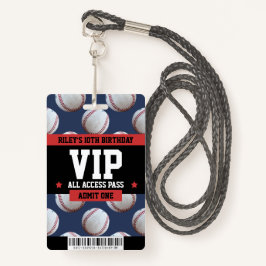 Baseball VIP Birthday Party Guest Pass Ausweis