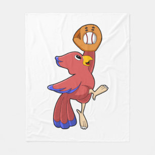 Baseball-Vogel mit Baseball-Handschuh Fleecedecke