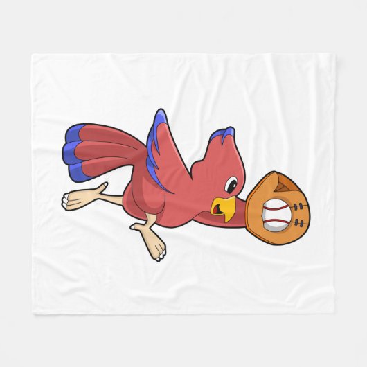 Baseball-Vogel mit Baseball-Handschuh Fleecedecke (Vorderseite (Horizontal))