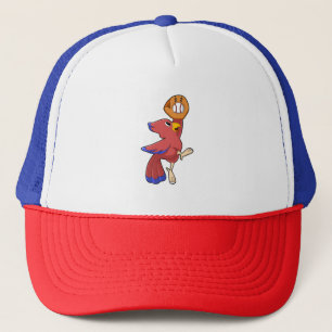 Baseball-Vogel mit Baseball-Handschuh Truckerkappe