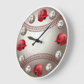 Baseball Wall Clock mit roten Helmen Große Wanduhr (Winkel)