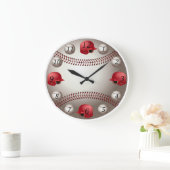Baseball Wall Clock mit roten Helmen Große Wanduhr (Zuhause)