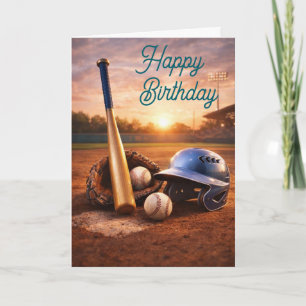 Baseball-Wasserfarbe-Illustrationskarte Schlagha Karte