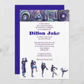 BASEBALL WATERCOLOR Bar Mitzvah Einladung (Vorne/Hinten)