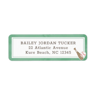 Baseball Watercolor Green Return-Adressetikett