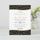 Baseball Wedding Gold und Black Einladung (Stehend Vorderseite)