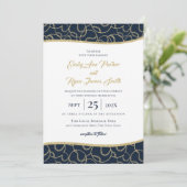 Baseball Wedding Gold und Blue Einladung (Stehend Vorderseite)