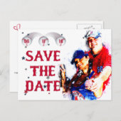 Baseball Wedding Rett-the-Date PC-HOWARD,Option 1 Ankündigungspostkarte (Vorne/Hinten)