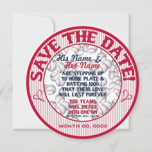 Baseball Wedding Rett-The-Date-Template 01 Save The Date (Rückseite)