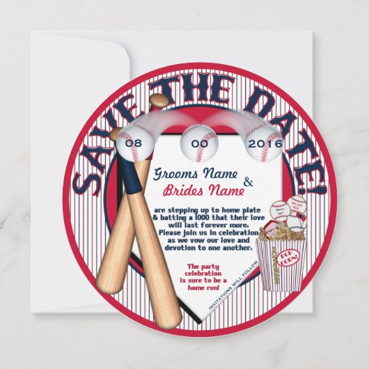 Baseball Wedding Rett-The-Date-Template 04 Save The Date (Rückseite)