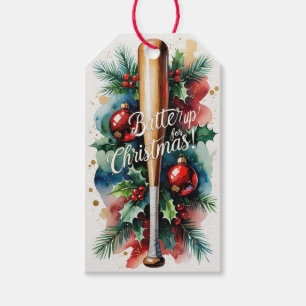 Baseball Weihnachten "Batter Up for Christmas!" Geschenkanhänger