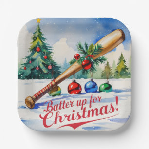 Baseball Weihnachten "Batter Up for Christmas!" Pappteller