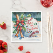 Baseball Weihnachten "Batter Up for Christmas!" Serviette (Beispiel)