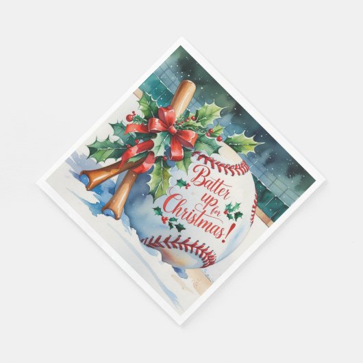 Baseball Weihnachten "Batter Up for Christmas!" Serviette (Ecke)