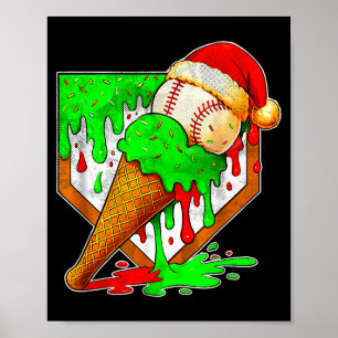 Baseball Weihnachten Christmas Baseball Eis Drip B Poster