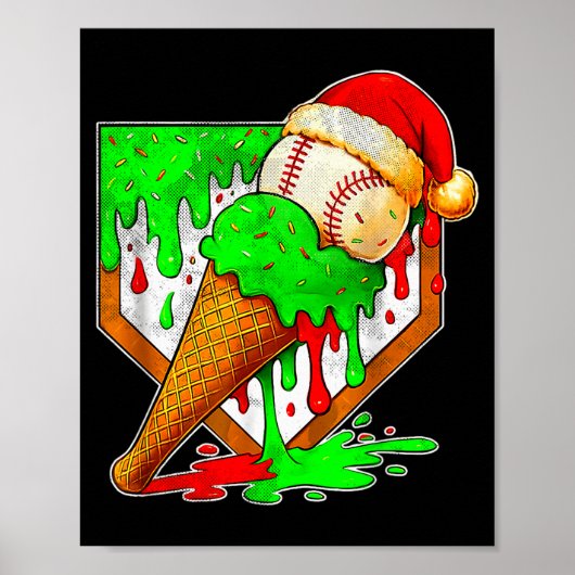 Baseball Weihnachten Christmas Baseball Eis Drip B Poster (Vorne)