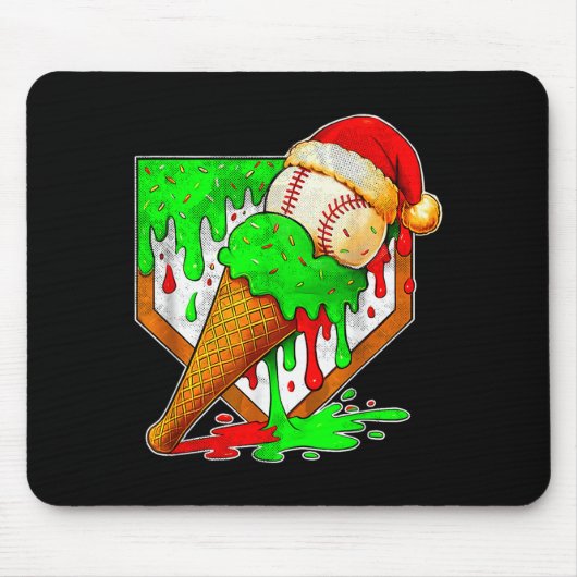 Baseball Weihnachten Christmas Baseball Eiscreme T Mousepad (Vorne)