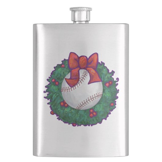 Baseball Weihnachten Flachmann (Vorderseite)