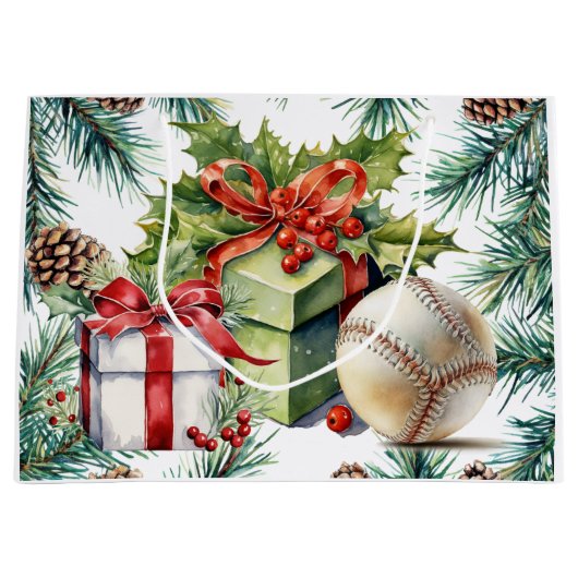 Baseball Weihnachten Große Geschenktüte (Vorderseite)