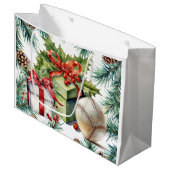 Baseball Weihnachten Große Geschenktüte (Vorderseite Schrägansicht)