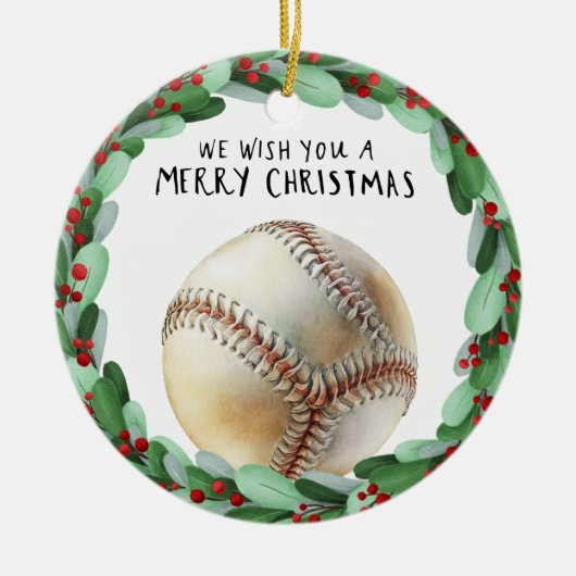 Baseball Weihnachten Keramik Ornament (Vorne)