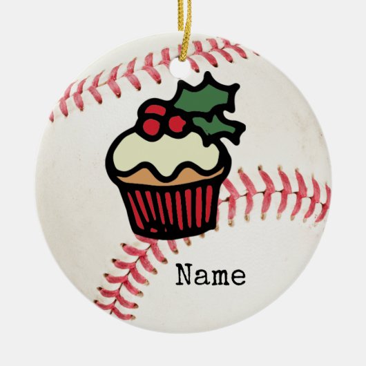 Baseball Weihnachten Keramik Ornament (Vorne)