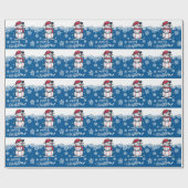 Baseball Weihnachten mit Ball im blauen Hintergrun Geschenkpapier (Flach)