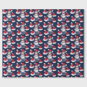 Baseball Weihnachten mit Ball im blauen Hintergrun Geschenkpapier (Flach)