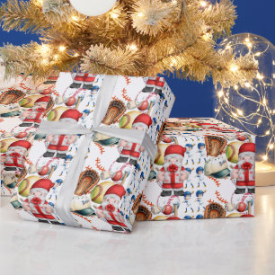 Baseball Weihnachten mit dem Weihnachtsmann bringe Geschenkpapier
