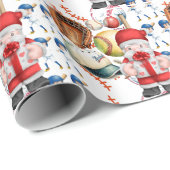Baseball Weihnachten mit dem Weihnachtsmann bringe Geschenkpapier (Rolleneckpunkt)