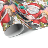 Baseball Weihnachten mit dem Weihnachtsmann bringe Geschenkpapier (Rolleneckpunkt)