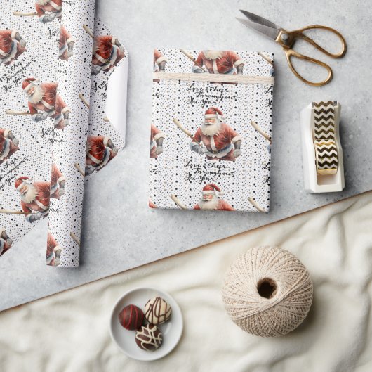 Baseball Weihnachten mit dem Weihnachtsmann Geschenkpapier (Kunsthandwerk)