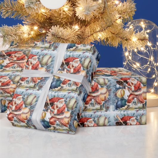 Baseball Weihnachten mit dem Weihnachtsmann Geschenkpapier (Feiertage)