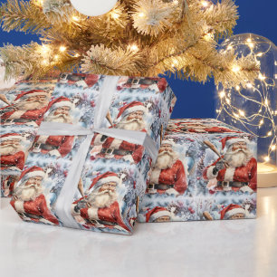 Baseball Weihnachten mit dem Weihnachtsmann Geschenkpapier