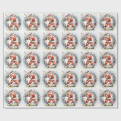 Baseball Weihnachten mit dem Weihnachtsmann Geschenkpapier (Flach)