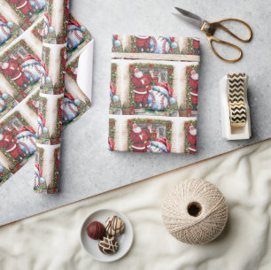 Baseball Weihnachten mit dem Weihnachtsmann und Sn Geschenkpapier