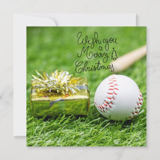 Baseball Weihnachten mit Geschenken und Ball (Vorderseite)