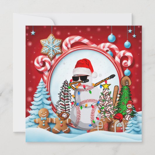 Baseball Weihnachten mit Geschenken und Ball (Vorderseite)